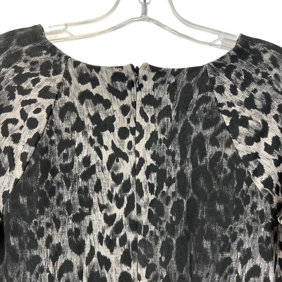 The Limited Womens 3/4 Sleeve Gray/Black Leopard Print Bodycon Dress Sz 10 Zip - Picture 6 of 9